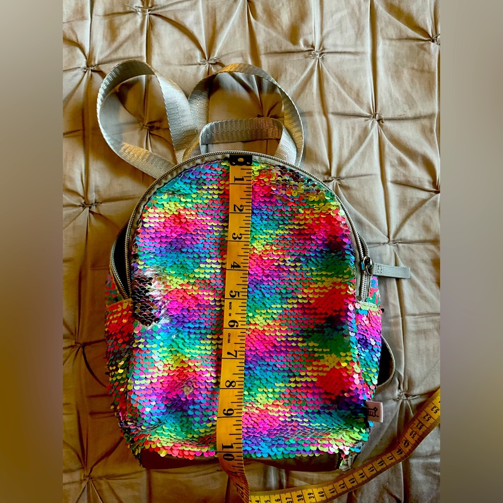 Girls rainbow sequin backpack